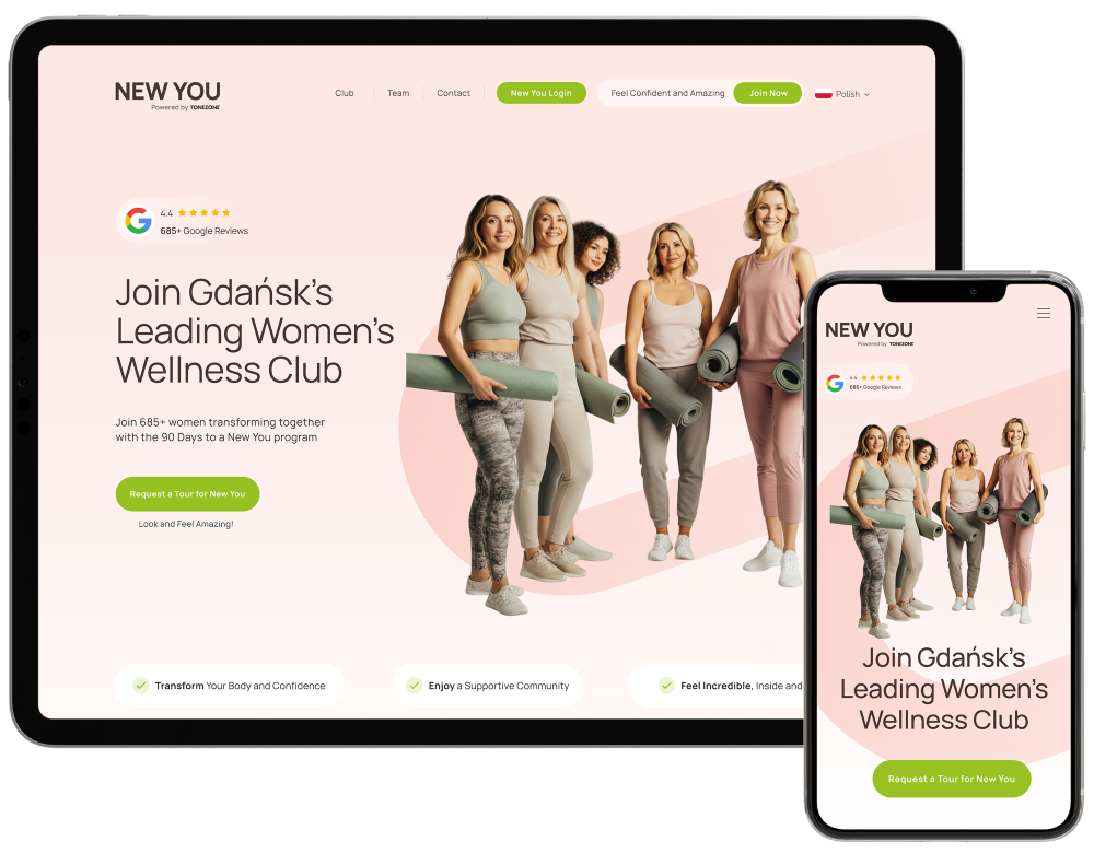 Health and wellness website shown across desktop and mobile